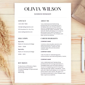Minimalist Resume Template for Canva | A4 1-Page Professional CV, Modern Editable & ATS Friendly