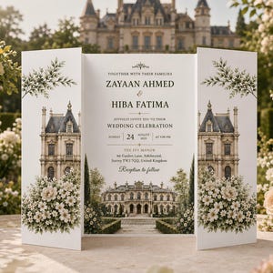 Gatefold Wedding Invitation Template | Editable Trifold Invite Canva | Printable Old Money Wedding Suite | Instant Digital Download