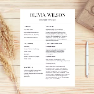 ATS Friendly Resume | Minimalist Simple Resume, One Page Resume | Professional Modern Resume | Canva CV Template, Web Developer Resume