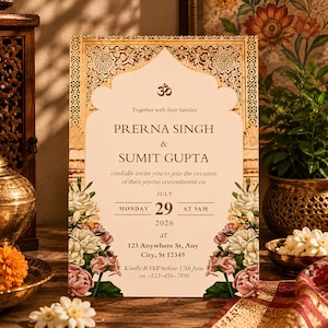 Indian Wedding Invitation Template | Editable Floral Haldi Invite, Printable Luxury Wedding Suite & Hindu Ceremony Program, Digital Download