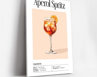 Aperol Spritz Cocktail Konsttryck, Modern Barvagnsdekor, Festsignatur Drink Signatur, Trendig Väggdekor, Minimalistisk Elegant Sofistikerad Retro