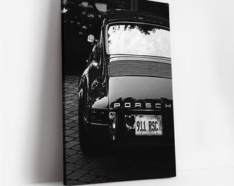 Porsche 911-tryck, vintage Porsche svartvit väggkonst, vintagetryck, fotografitryck, tryck i museikvalitet