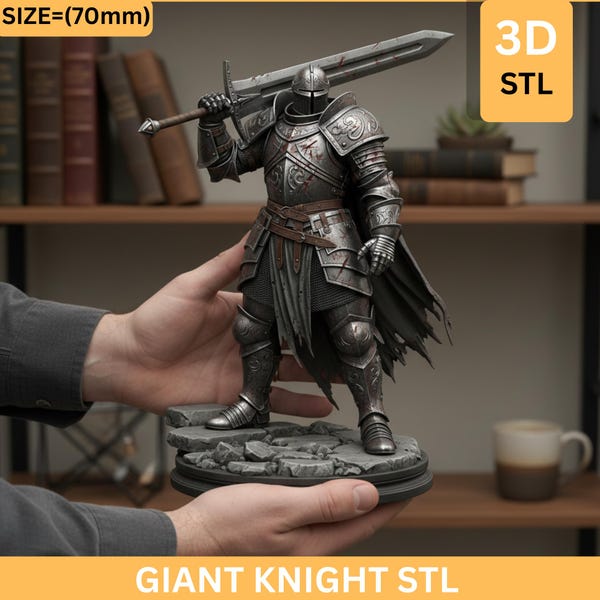 Giant Knight STL | Medieval Warrior Statue 3D Print File