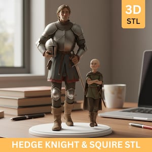 Hedge Knight & Squire STL – Medieval Fantasy Figurine Set for 3D Printing Collectible