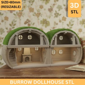 Burrow Dollhouse 3D STL-bestand – Hillhouse (alleen huis)