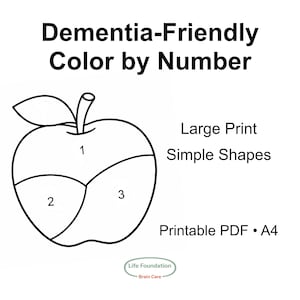 Dementia-Friendly Color by Number for Seniors, Large Print Printable PDF, Everyday Objects Activity Book