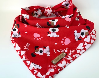 I Woof You Dog Bandana in Red (Classic Size)