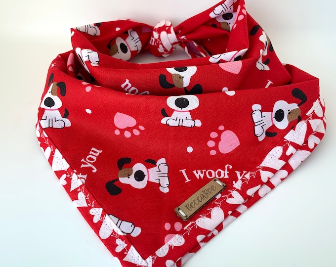 I Woof You Dog Bandana in Red (Classic Size)
