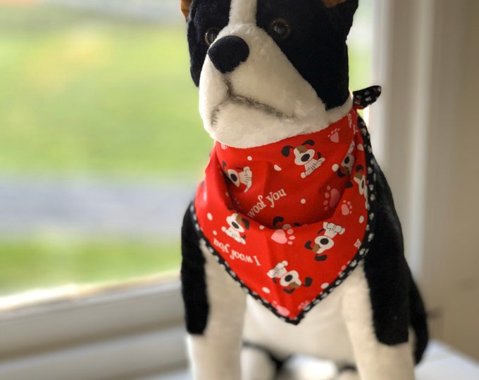 The I Woof You Dog Bandana in Red