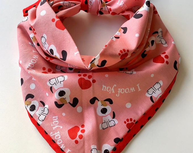 The I Woof You in Pink Dog Bandana (Jumbo Size)