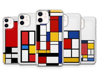 Mondriaan telefoonhoesje Bauhaus De Stijl voor iPhone 17Pro 16 15 14 13 12, Samsung S25, S24, S23Fe, S22, A16, A26, A56, Pixel 10, 9Pro