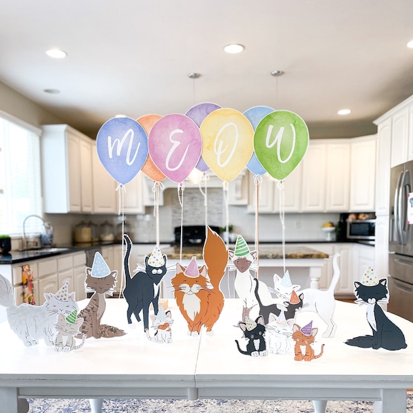 Cat Party / Kitty Party / Kitten Party / Miauw Party / Party Achtergrond / Afdrukbaar / Digitaal