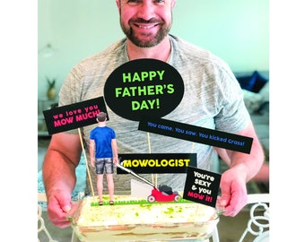 Sexy & Él lo corta / Día del Padre / Fiesta de corte de césped / Cake Topper / 12x18 / Cortar pastel de hierba / Feliz Día del Padre / Cortar césped / Padre