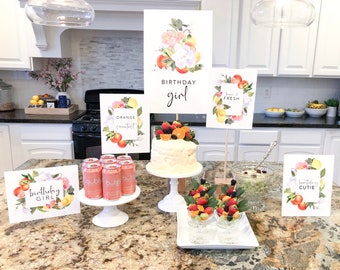 Fiesta de cumpleaños de cítricos / Fiesta de cítricos / Little Cutie / Fiesta de cumpleaños imprimible / Digital / Imprimible / Naranja / Fresco