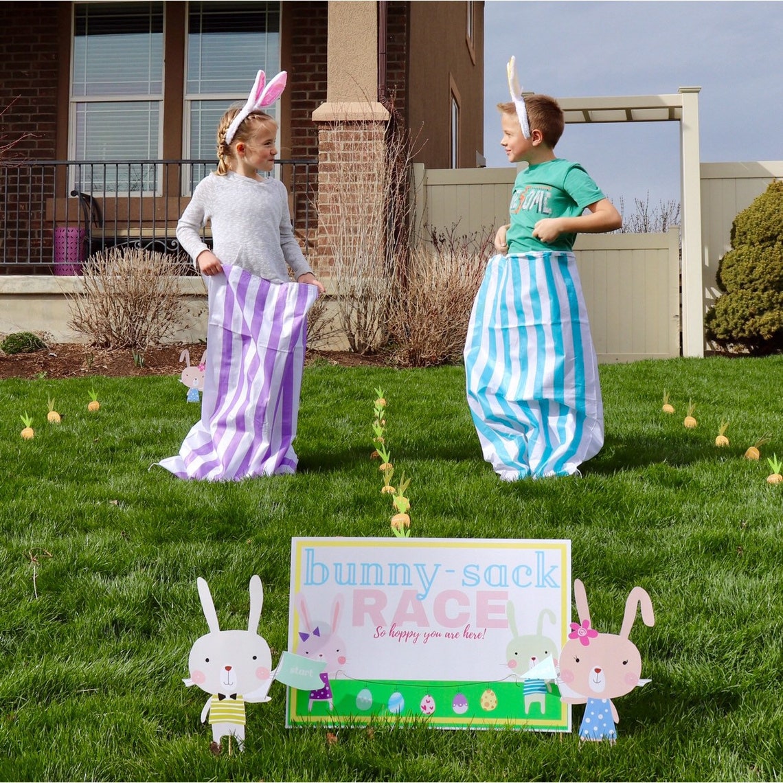 Easter Yard Game Gunny Sack Race Potato Sack Race Yard Etsy