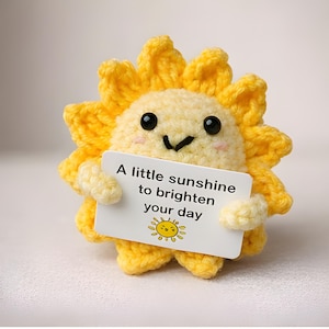 Sunshine knuffel cadeau emotionele steun | Gehaakte Plushie Positieve Affirmatie | Vaderdagcadeau | Leuk zoncadeau om iemands dag op te fleuren