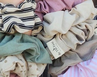Linen Ruffle Scrunchie | Soft Linen Hair Tie | Neutral Aesthetic Scrunchie | Everyday Hair Elastic | Hair Scrunchie | Cotton RuffleScrunchie