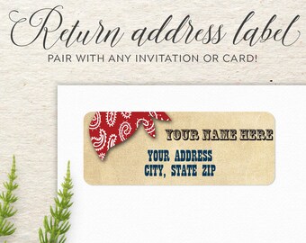 Return Address Labels | Address Sticker | Envelope Seal | Custom Address Label | Personalized Packaging Sticker | Western Cowboy Theme