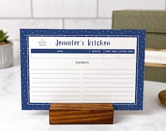Custom Color Recipe Card, Personalized Family Recipe, Recipe Keepsake, Bridal Shower Gift, Wedding Gift, Housewarming Gift, Scribbled Dot