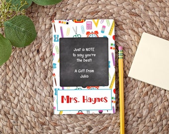 Personalized Sticky Note Holder Teacher, Desk Organizer,  Holder, End of Year Teacher Gift, Teacher Appreciation, Composition Pencil