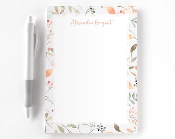 Personalized Notepad, Custom Notepad, Personalized Stationery, Writing Pad, Gift for Her, Floral Notepad, Pastel Wildflower
