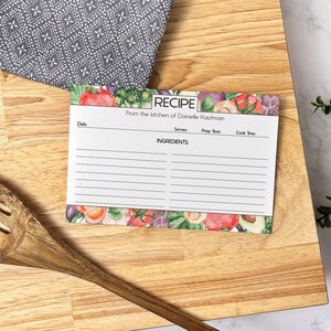 Carte de recette personnalisée, Recette de famille personnalisée, Souvenir de recette, Cadeau de shower de bébé, Cadeau de mariage, Cadeau de pendaison de crémaillère, Légume