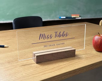 Custom Acrylic Desk Name Plate, Personalized Name Sign, New Job Gift, Office Desk Plaque, Office Decor, Job Title, Company Logo, Simple