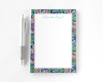 Personalized Notepad, Custom Notepad, Personalized Stationery, Writing Pad, Gift for Her, Floral Notepad, Vibrant Paisley