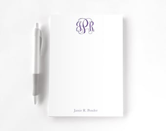 Personalized Notepad, Custom Notepad, Personalized Stationery, Writing Pad, Gift for Her, Women's Stationery, Vine Monogram Notepad