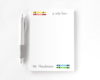 Teacher Personalized Notepad, Custom Teacher Notepad, Teacher Appreciation, Writing Pad, Gift for Teacher, Teacher Gift, Crayon Teacher