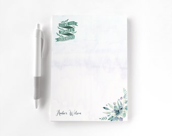 Religious Personalized Notepad, Custom Notepad, Personalized Stationery, Writing Pad, Gift for Her, Religious Scripture, Delightful Blossom