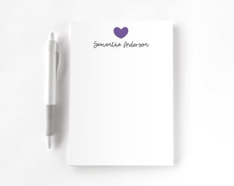 Personalized Notepad, Custom Notepad, Personalized Stationery, Writing Pad, Gift for Her, Heart Notepad, Simple Heart Script