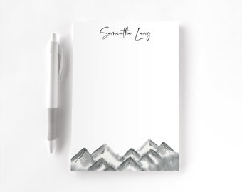 Personalized Notepad, Custom Notepad, Personalized Stationery, Writing Pad, Gift for Him, Mountain Stationery, Gray Mountain