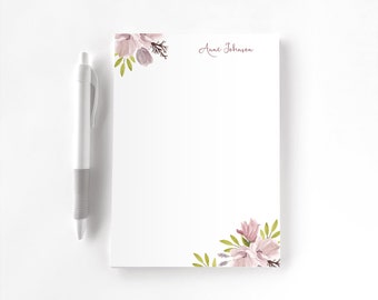 Personalized Notepad, Custom Notepad, Personalized Stationery, Writing Pad, Gift for Her, Floral Notepad, Magnolia Floral Notepad