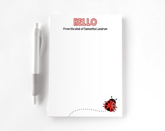 Kids Personalized Notepad, Custom Notepad, Personalized Stationery, Writing Pad, Gift for Kids, Ladybug Notepad