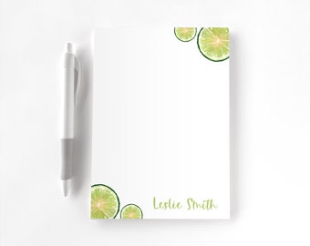 Personalized Notepad, Custom Notepad, Personalized Stationery, Writing Pad, Gift for Her, Fruit Notepad, Lime Tree, Wedge of Lime Notepad