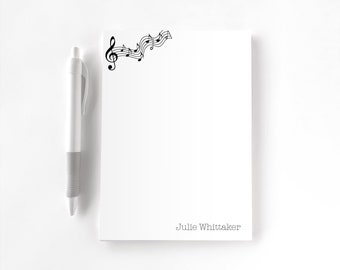 Personalized Notepad, Custom Notepad, Personalized Stationery, Writing Pad, Music Teacher, Music Note Stationery, Music Notes Notepad