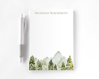Personalized Notepad, Custom Notepad, Personalized Stationery, Writing Pad, Gift for Her, Mountain Stationery, Watercolor Mountains
