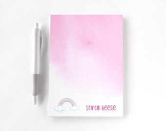 Kids Personalized Notepad, Custom Notepad, Personalized Stationery, Writing Pad, Gift for Kids, Rainbow Notes, Watercolor Rainbow Notepad