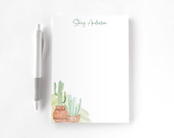 Personalized Notepad, Custom Notepad, Personalized Stationery, Writing Pad, Gift for Her, Cactus Notepad, Watercolor Cactus