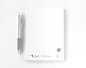 Personalized Notepad, Custom Notepad, Personalized Stationery, Writing Pad, Gift for Her, Floral Notepad, Calligraphy, Dainty Dryflower