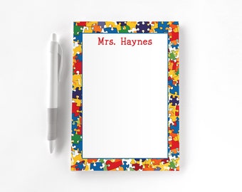 Teacher Personalized Notepad, Teacher Notepad, Teacher Appreciation, Writing Pad, Gift for Teacher, Teacher Gift, Autism Puzzle Piece