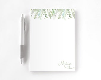 Personalized Notepad, Custom Notepad, Personalized Stationery, Writing Pad, Gift for Her, Greenery Notepad, Greenery Waterfall Floral Note