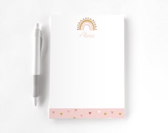 Personalized Notepad, Custom Notepad, Personalized Stationery, Writing Pad, Gift for Her, Kids Notepad, Boho Rainbow