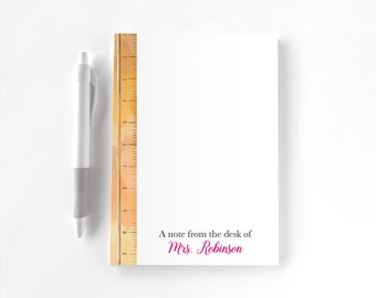 Teacher Personalized Notepad, Custom Teacher Notepad, Teacher Appreciation, Writing Pad, Gift for Teacher, Teacher Gift, Teacher Ruler