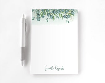 Personalized Notepad, Custom Notepad, Personalized Stationery, Writing Pad, Gift for Her, Greenery Notepad, Eucalyptus & Gold Notepad