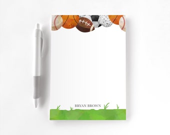 Kids Personalized Notepad, Custom Notepad, Personalized Stationery, Writing Pad, Gift for Kids, Kids Sports Notepad, Sports Balls Notepad