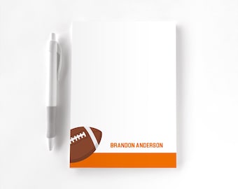 Football Personalized Notepad, Custom Notepad, Personalized Stationery, Writing Pad Gift for Coach Gift for Athlete, Football Stripe Notepad