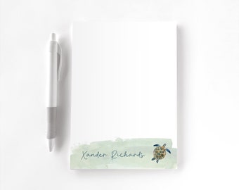 Personalized Notepad, Custom Notepad, Personalized Stationery, Writing Pad, Gift for Her, Watercolor Beach Notepad, Ocean Gift, Sea Turtle