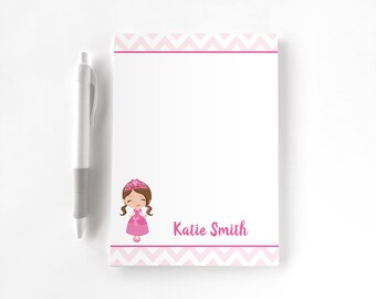 Personalized Notepad, Kids Notepad, Personalized Stationery, Writing Pad, Gift for Her, Kids Princess Notepad, Pink Princess